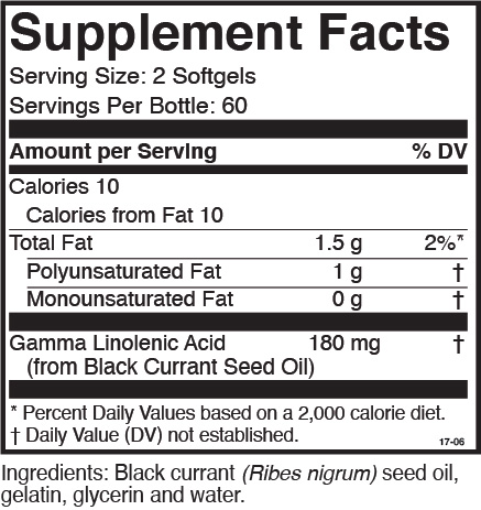 Fat Flush GLA 90 Supplement Facts Label